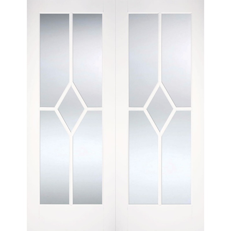 Internal Primed White Reims Glazed Solid Door Pairs